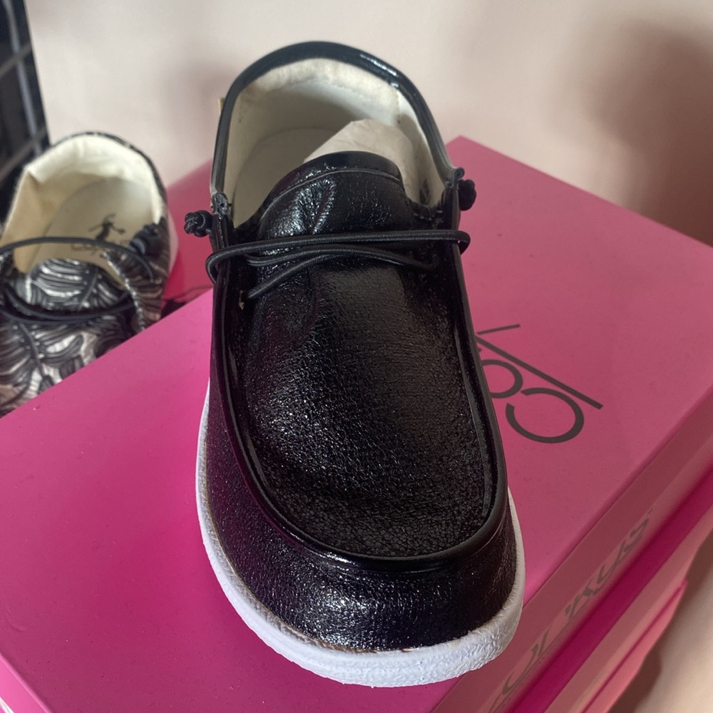 Corkys Slip On Black Metallic Loafers Shoes New